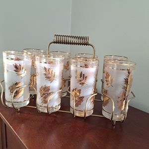 Vintage MCM 8 glass Collins set